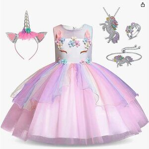 Brand new unicorn party dress with matching accessories - Pink dress